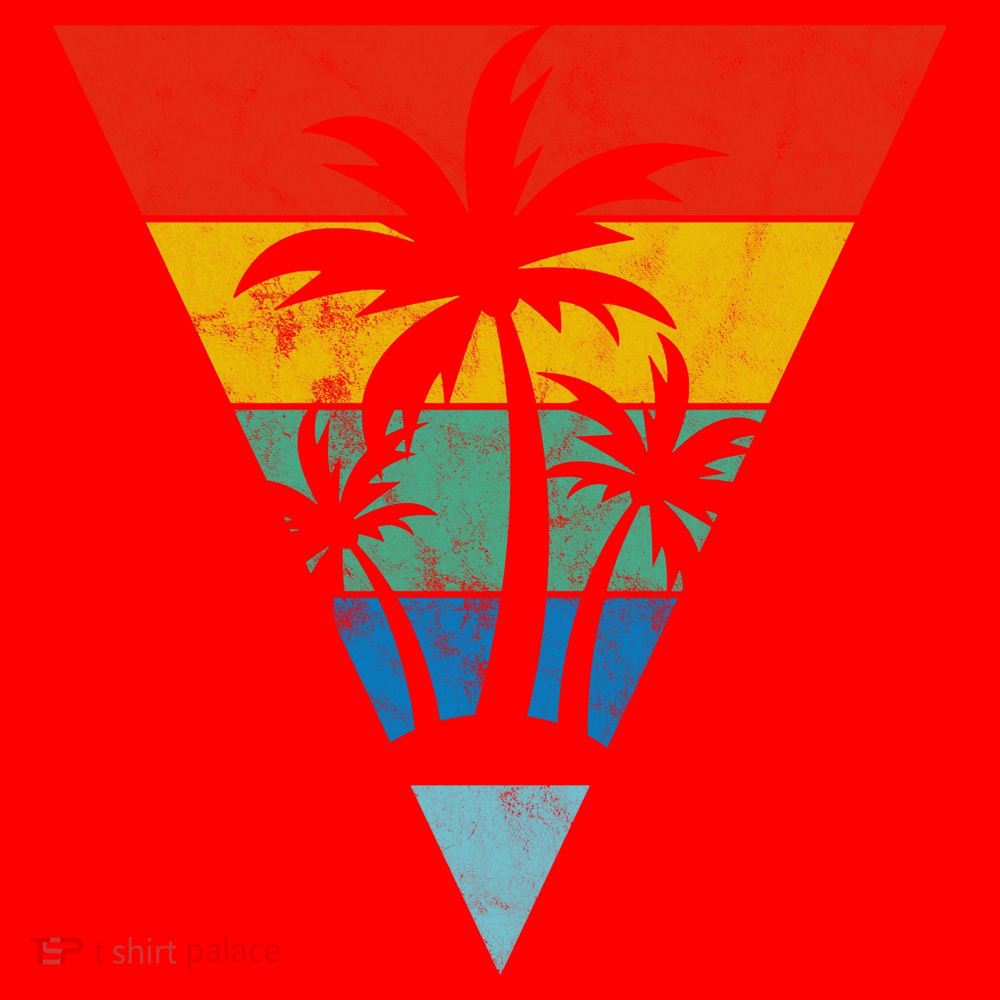 Palm Trees Retro Triangle Sunset Santa Hat