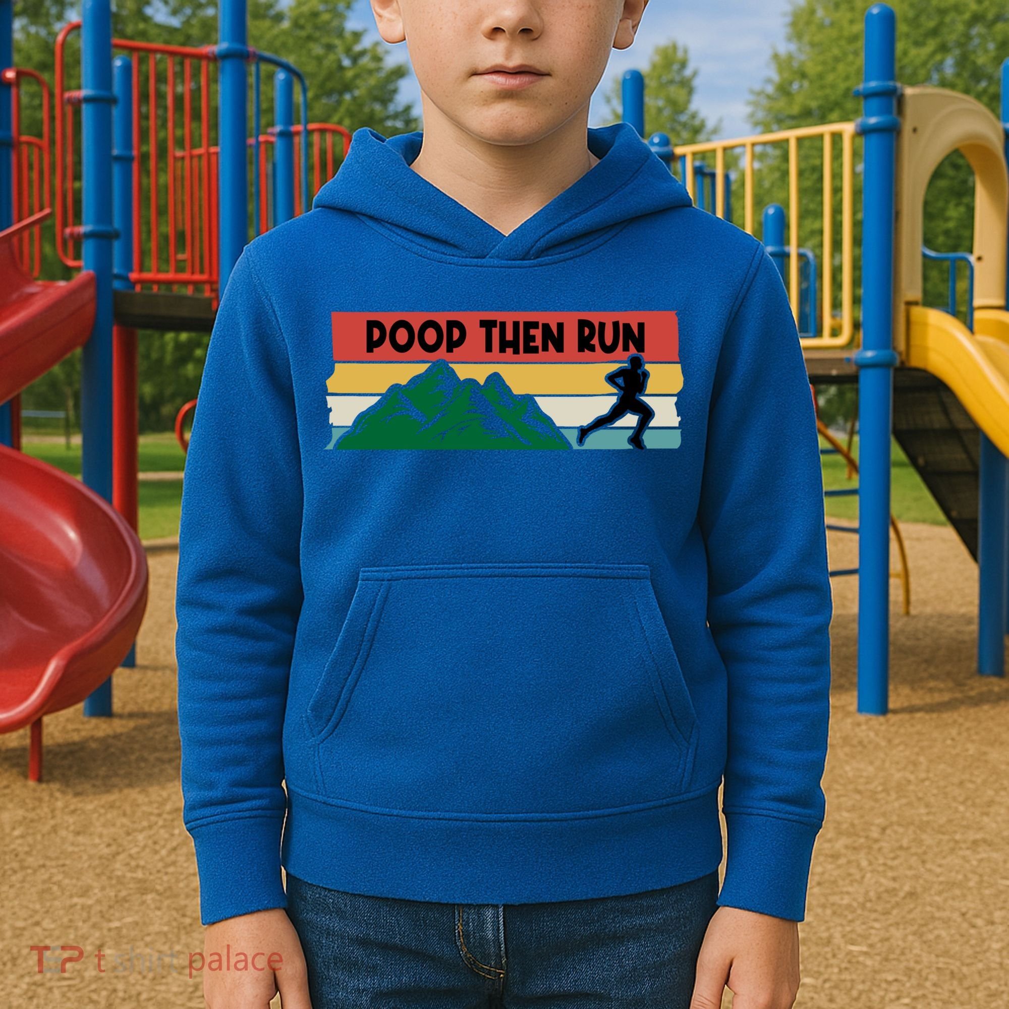 Poop Then Run Running Jogging Endurance Training Athlete Gift Kids Hoodie