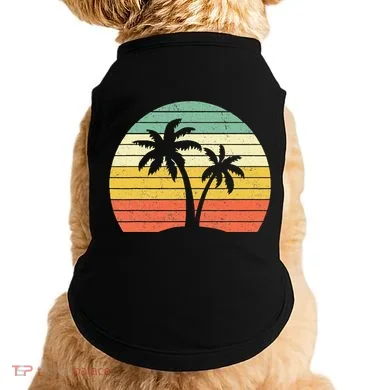 Palm Tree Retro Tropical Beach Doggie Tank