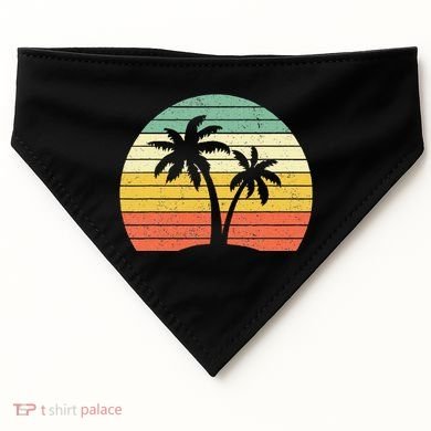 Palm Tree Retro Tropical Beach USA-Made Doggie Bandana