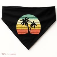 Palm Tree Retro Tropical Beach USA-Made Doggie Bandana thumb 0