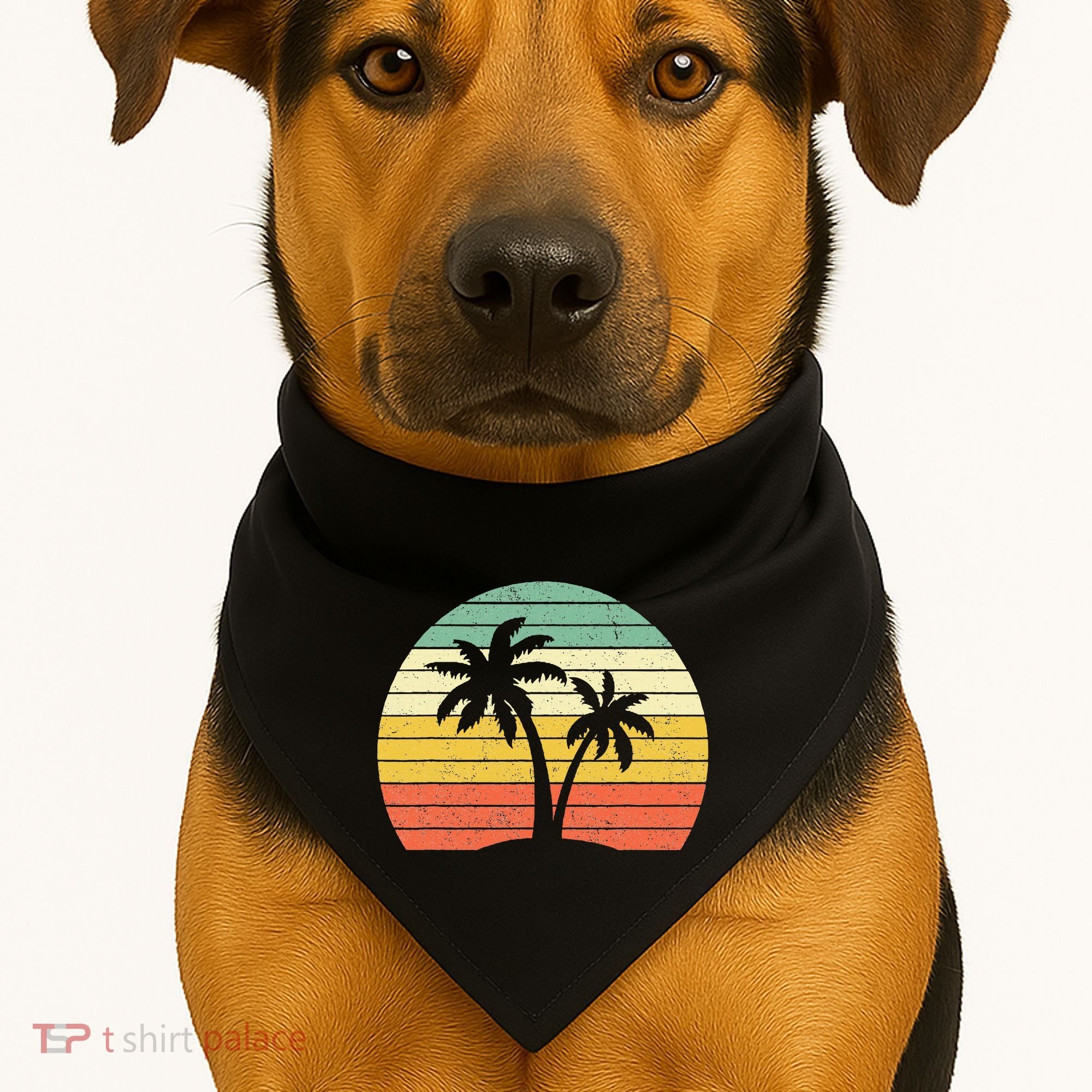 Palm Tree Retro Tropical Beach USA-Made Doggie Bandana