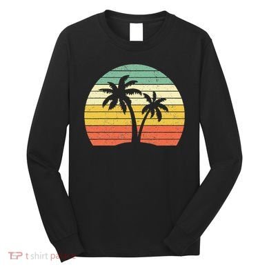 Palm Tree Retro Tropical Beach Long Sleeve Shirt
