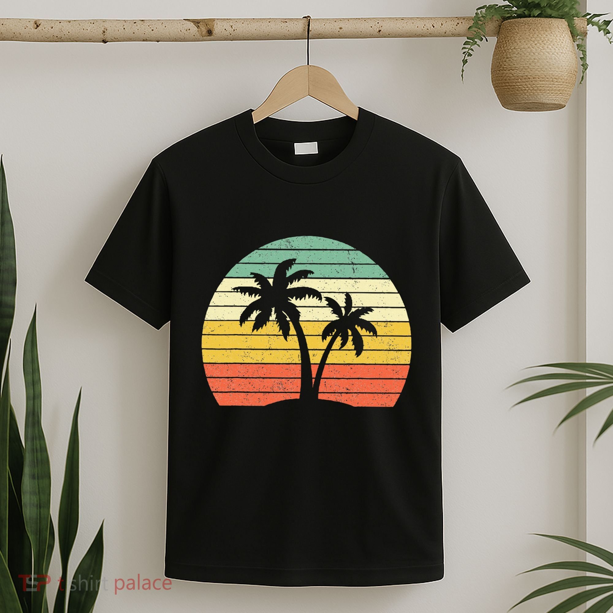 Palm Tree Retro Tropical Beach T-Shirt