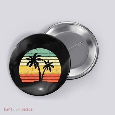 Palm Tree Retro Tropical Beach Button
