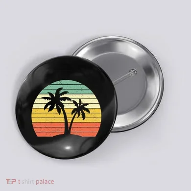 Palm Tree Retro Tropical Beach Button