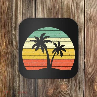 Palm Tree Retro Tropical Beach Coaster