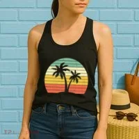 Palm Tree Retro Tropical Beach Women's Tank Top thumb 2