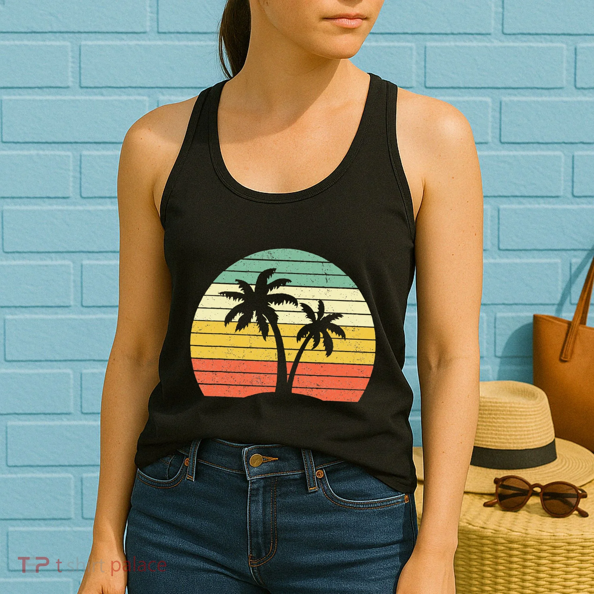 Palm Tree Retro Tropical Beach Women's Tank Top