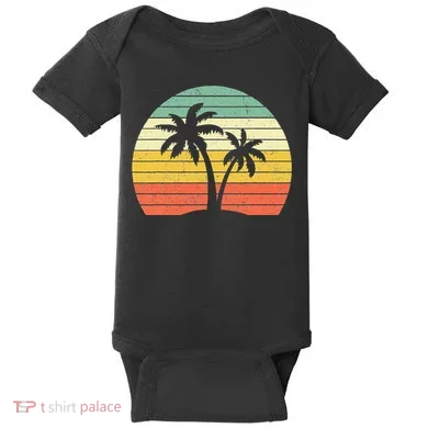 Palm Tree Retro Tropical Beach Baby Bodysuit