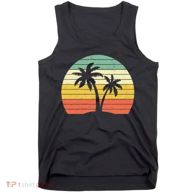 Palm Tree Retro Tropical Beach Tank Top