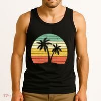 Palm Tree Retro Tropical Beach Tank Top thumb 3