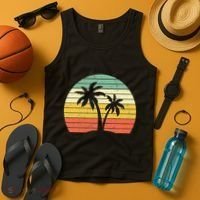 Palm Tree Retro Tropical Beach Tank Top thumb 4