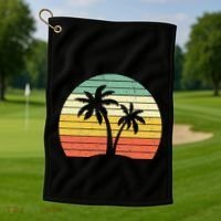 Palm Tree Retro Tropical Beach Golf Towel thumb 1