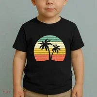 Palm Tree Retro Tropical Beach Toddler T-Shirt thumb 2