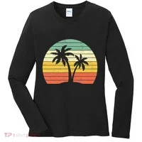 Palm Tree Retro Tropical Beach Women's Long Sleeve Shirt thumb 0