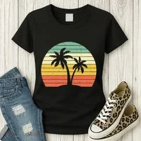 Palm Tree Retro Tropical Beach Women's T-Shirt thumb 3