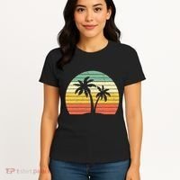 Palm Tree Retro Tropical Beach Women's T-Shirt thumb 4
