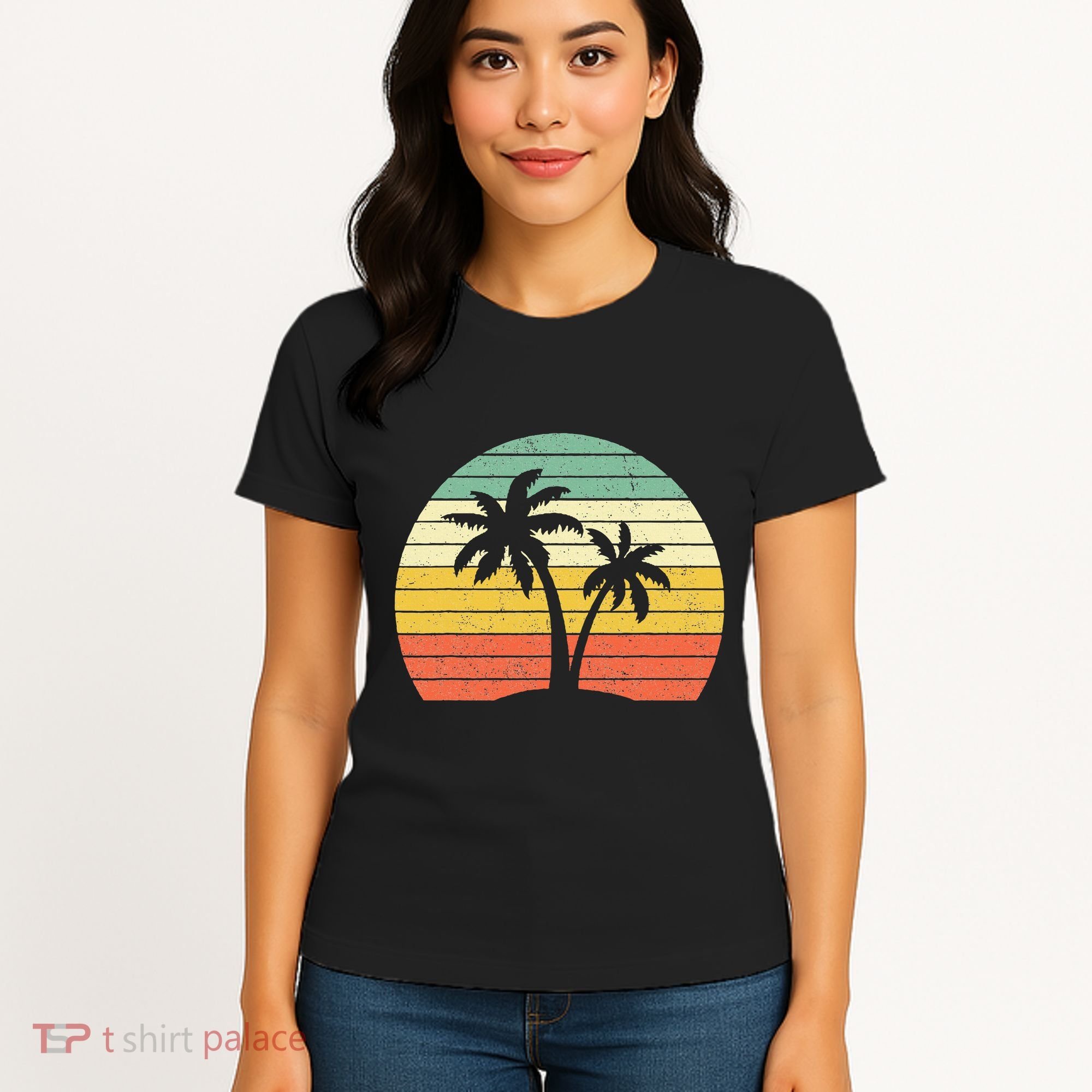 Palm Tree Retro Tropical Beach Women's T-Shirt