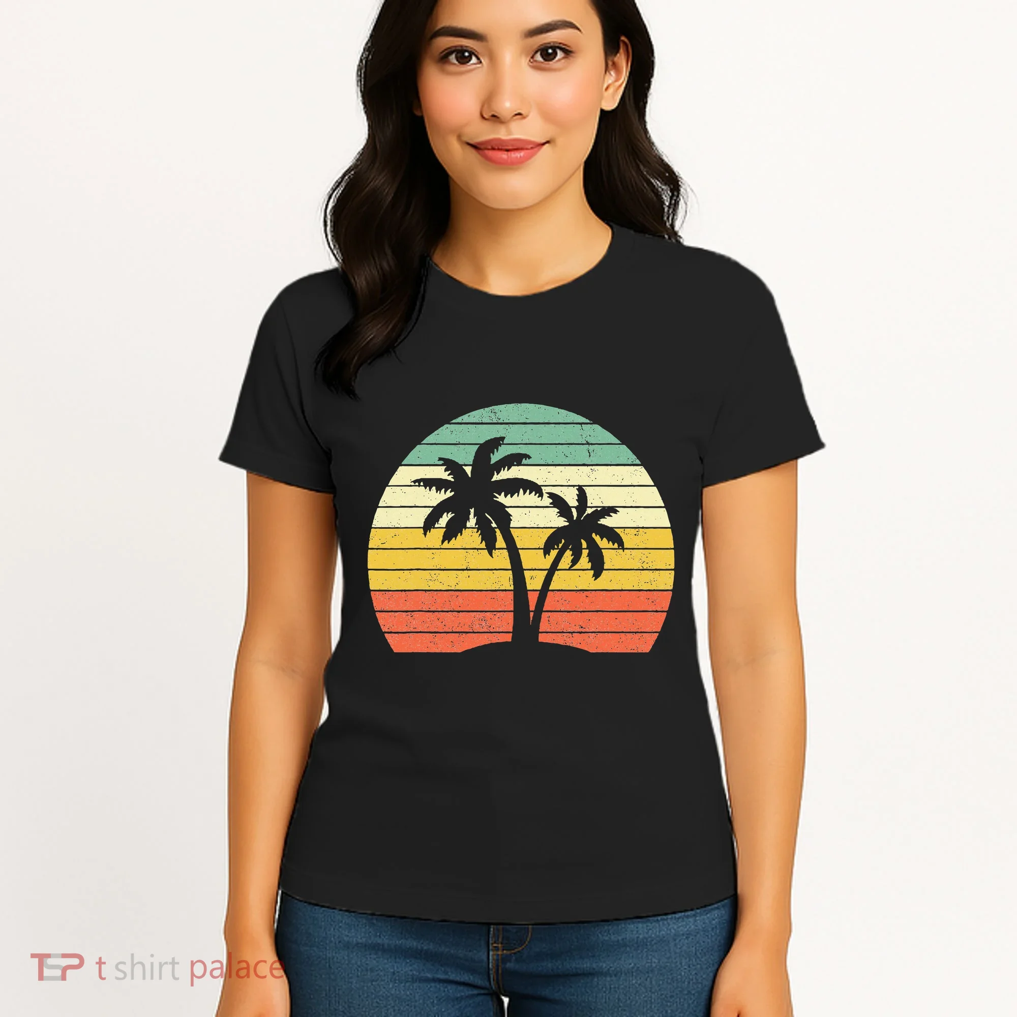 Palm Tree Retro Tropical Beach Women's T-Shirt