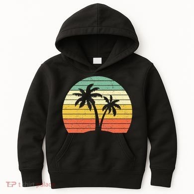 Palm Tree Retro Tropical Beach Kids Hoodie