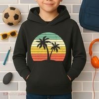 Palm Tree Retro Tropical Beach Kids Hoodie thumb 2