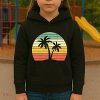 Palm Tree Retro Tropical Beach Kids Hoodie thumb 3