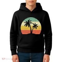 Palm Tree Retro Tropical Beach Kids Hoodie thumb 4