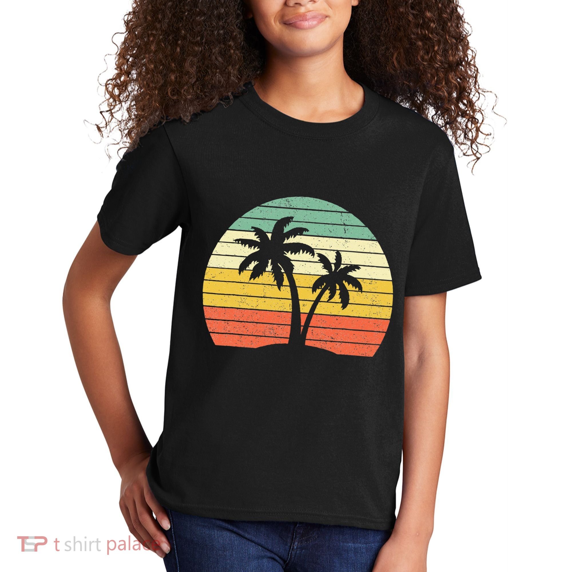 Palm Tree Retro Tropical Beach Kids T-Shirt