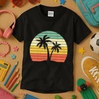 Palm Tree Retro Tropical Beach Kids T-Shirt thumb 3