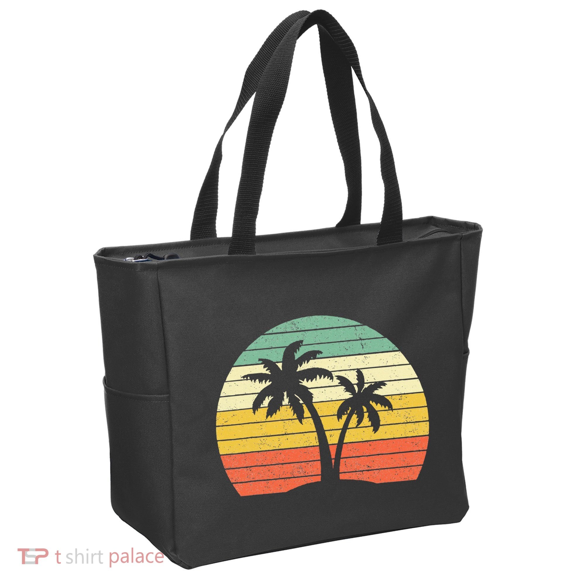 Palm Tree Retro Tropical Beach Tote Bag