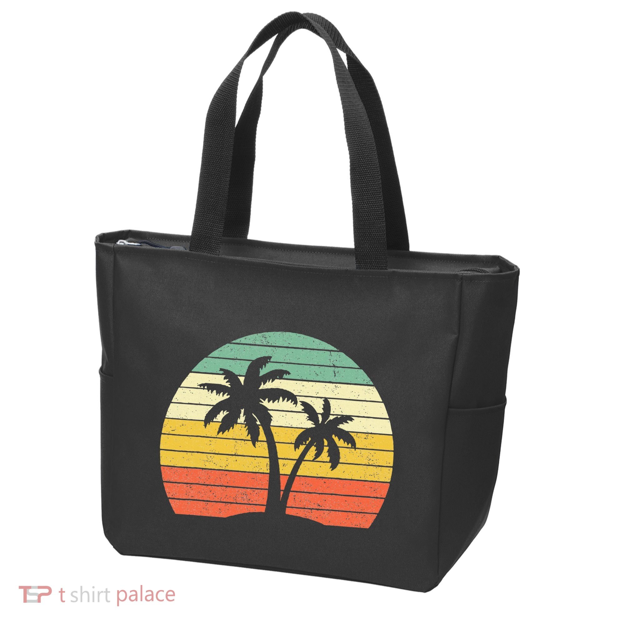 Palm Tree Retro Tropical Beach Tote Bag