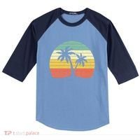Palm Tree Retro Tropical Beach Raglan Baseball Sleeve Shirt thumb 0