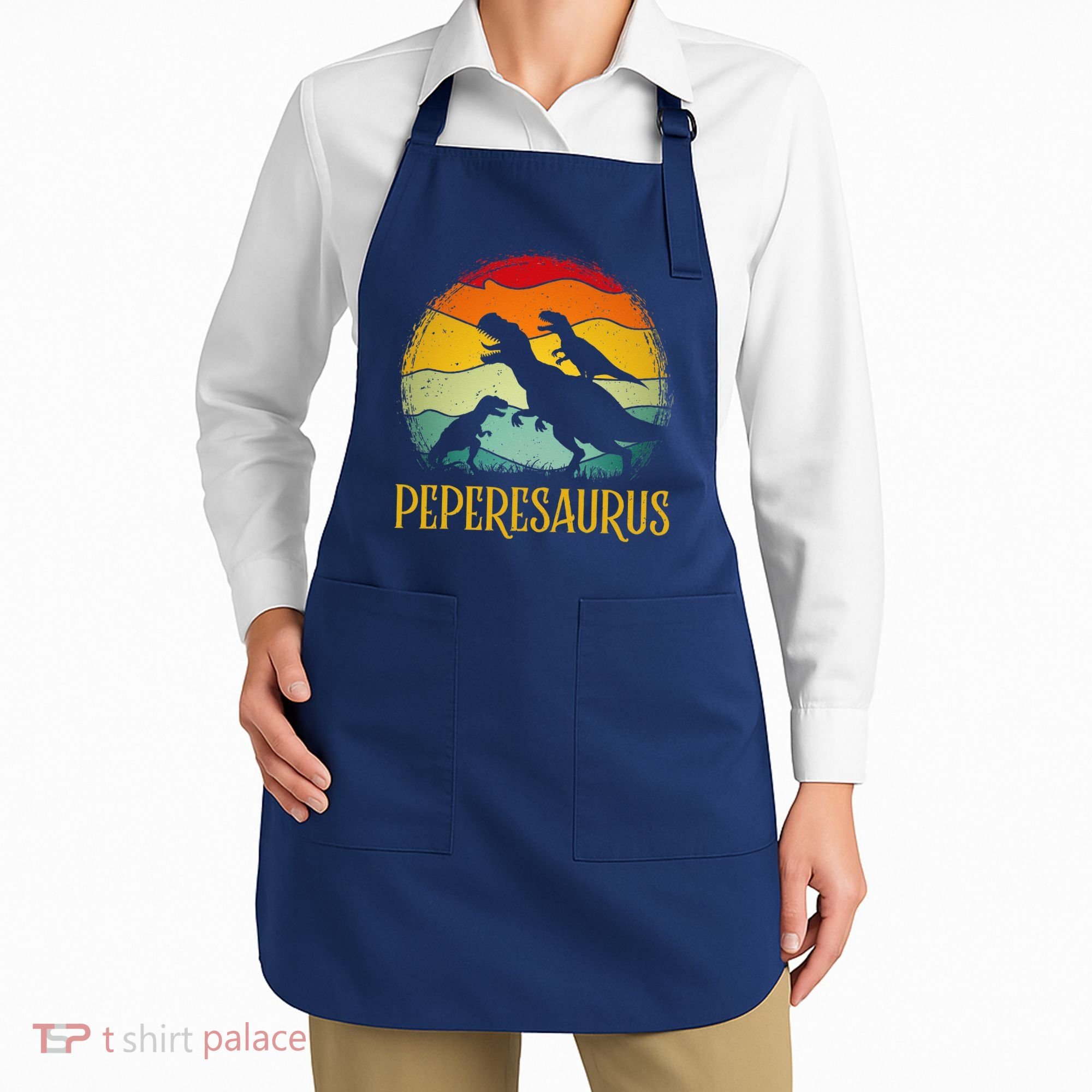 Peperesaurus T Rex Dinosaur Pepere Saurus Family Fathers Day Apron