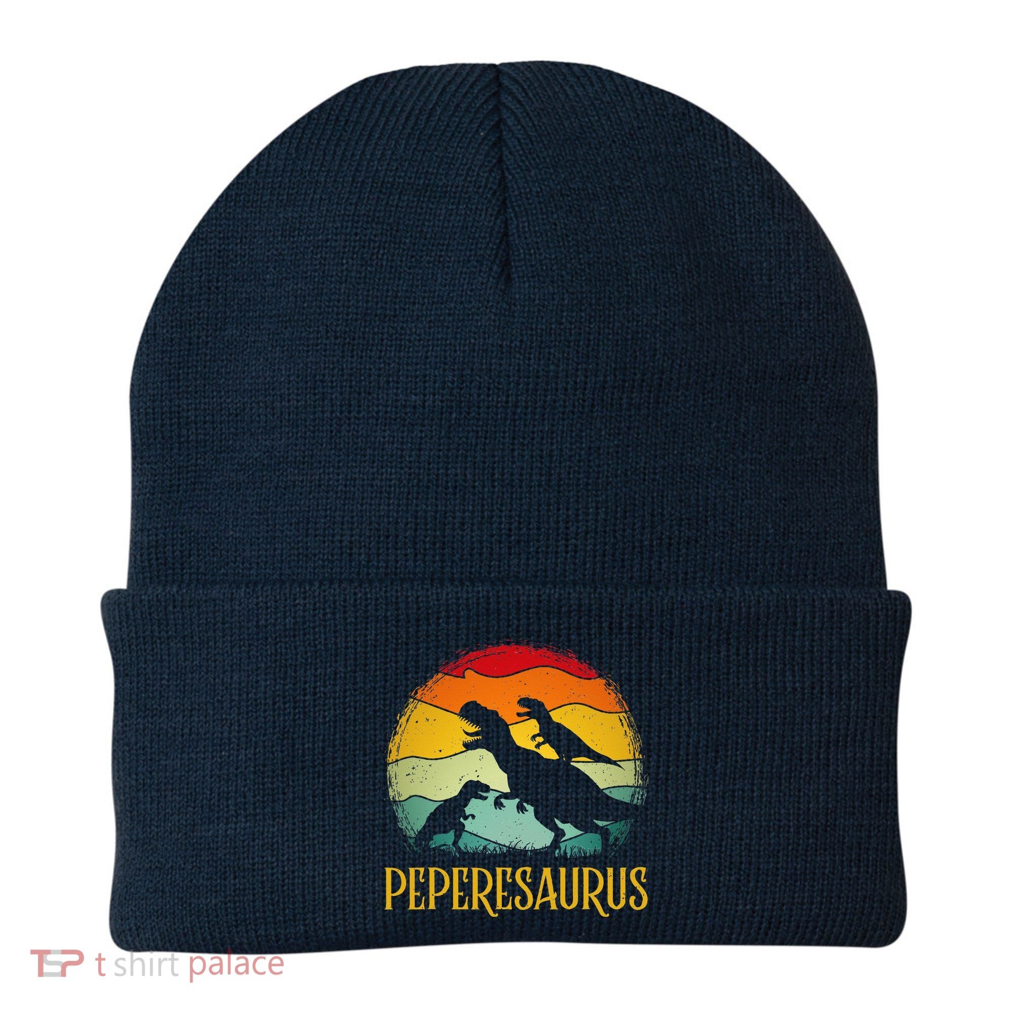 Peperesaurus T Rex Dinosaur Pepere Saurus Family Fathers Day Beanie