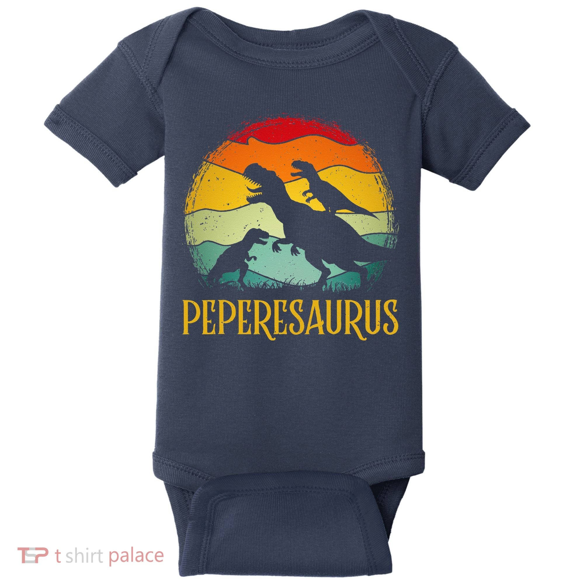 Peperesaurus T Rex Dinosaur Pepere Saurus Family Fathers Day Baby Bodysuit