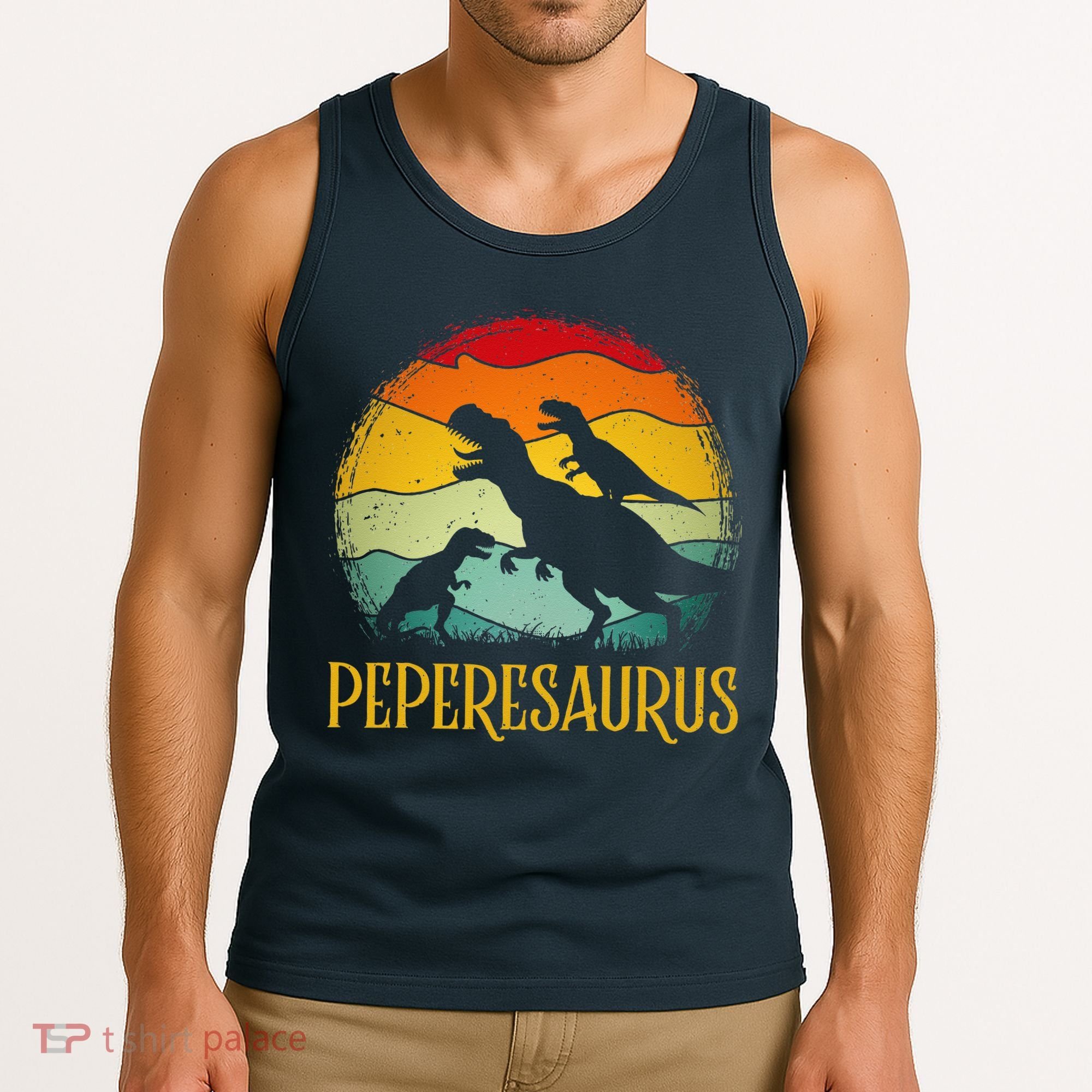 Peperesaurus T Rex Dinosaur Pepere Saurus Family Fathers Day Tank Top