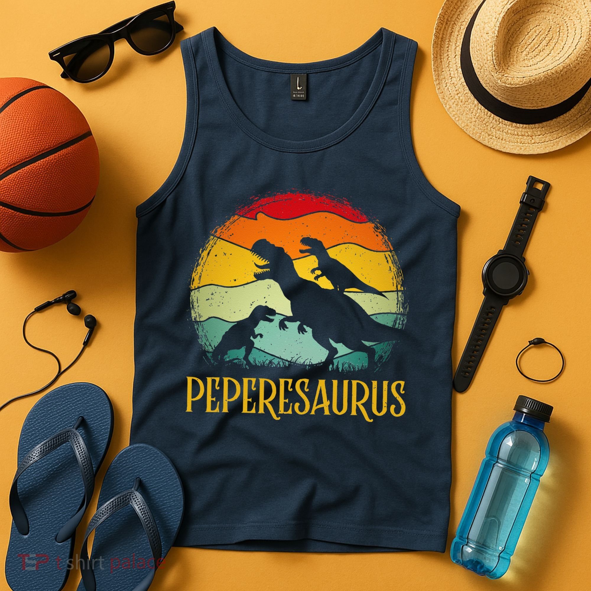 Peperesaurus T Rex Dinosaur Pepere Saurus Family Fathers Day Tank Top