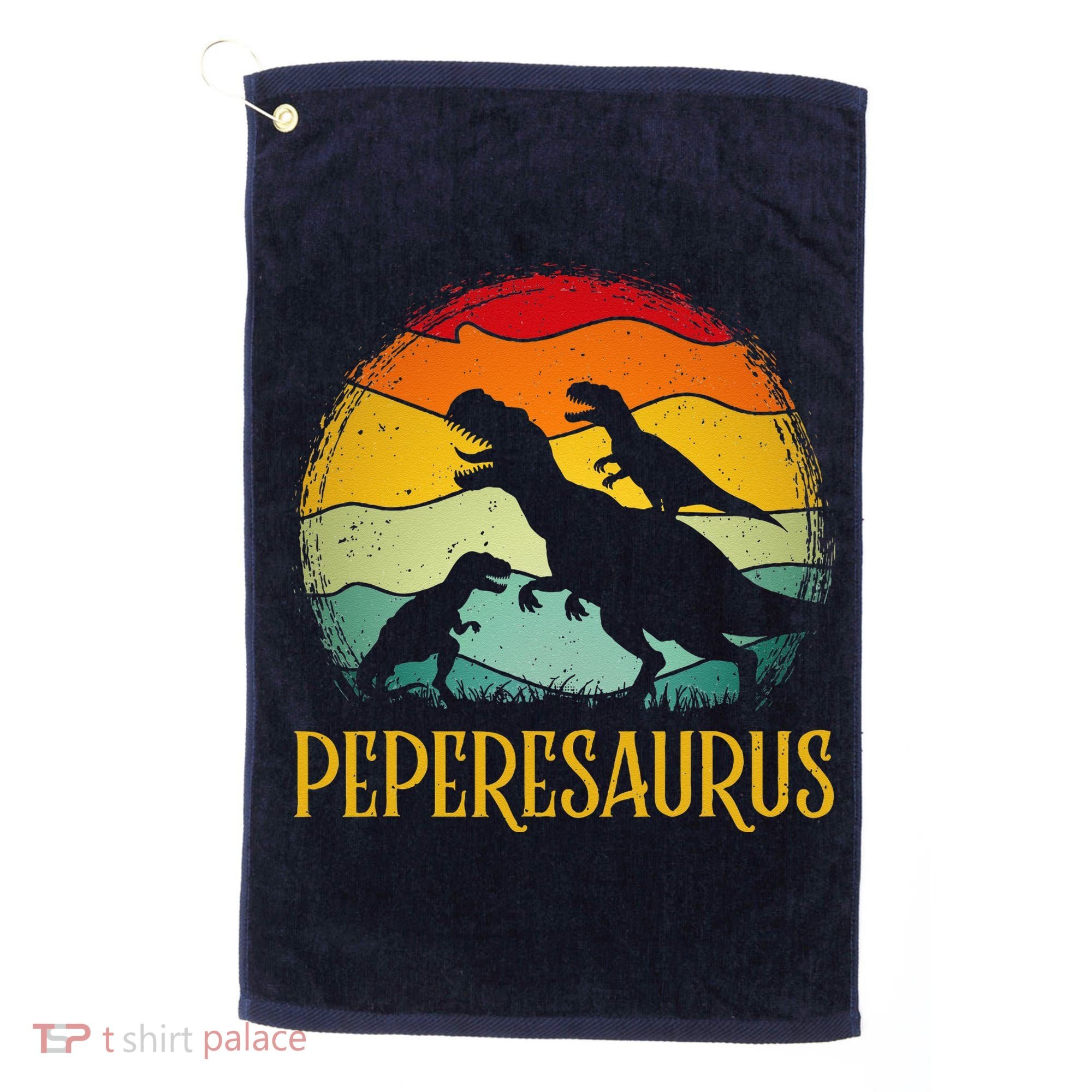 Peperesaurus T Rex Dinosaur Pepere Saurus Family Fathers Day Golf Towel