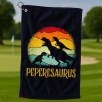 Peperesaurus T Rex Dinosaur Pepere Saurus Family Fathers Day Golf Towel thumb 1