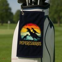 Peperesaurus T Rex Dinosaur Pepere Saurus Family Fathers Day Golf Towel thumb 2