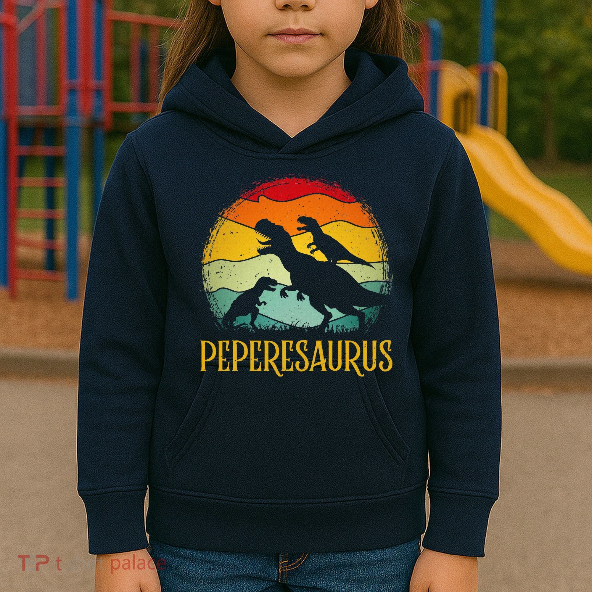 Peperesaurus T Rex Dinosaur Pepere Saurus Family Fathers Day Kids Hoodie