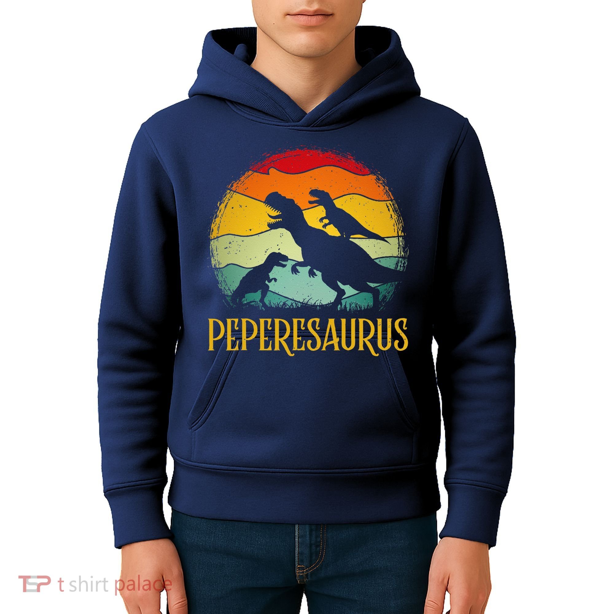 Peperesaurus T Rex Dinosaur Pepere Saurus Family Fathers Day Kids Hoodie