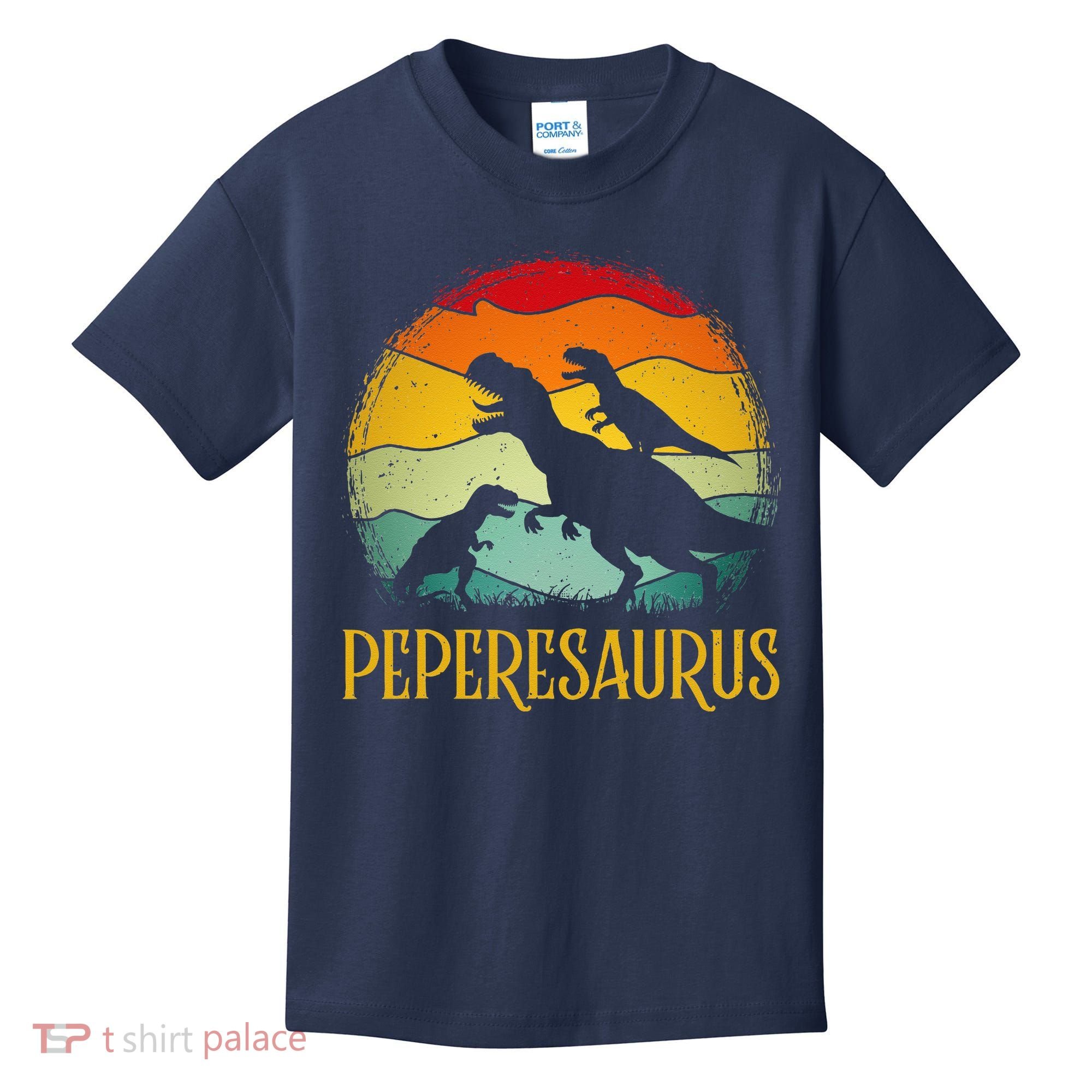 Peperesaurus T Rex Dinosaur Pepere Saurus Family Fathers Day Kids T-Shirt