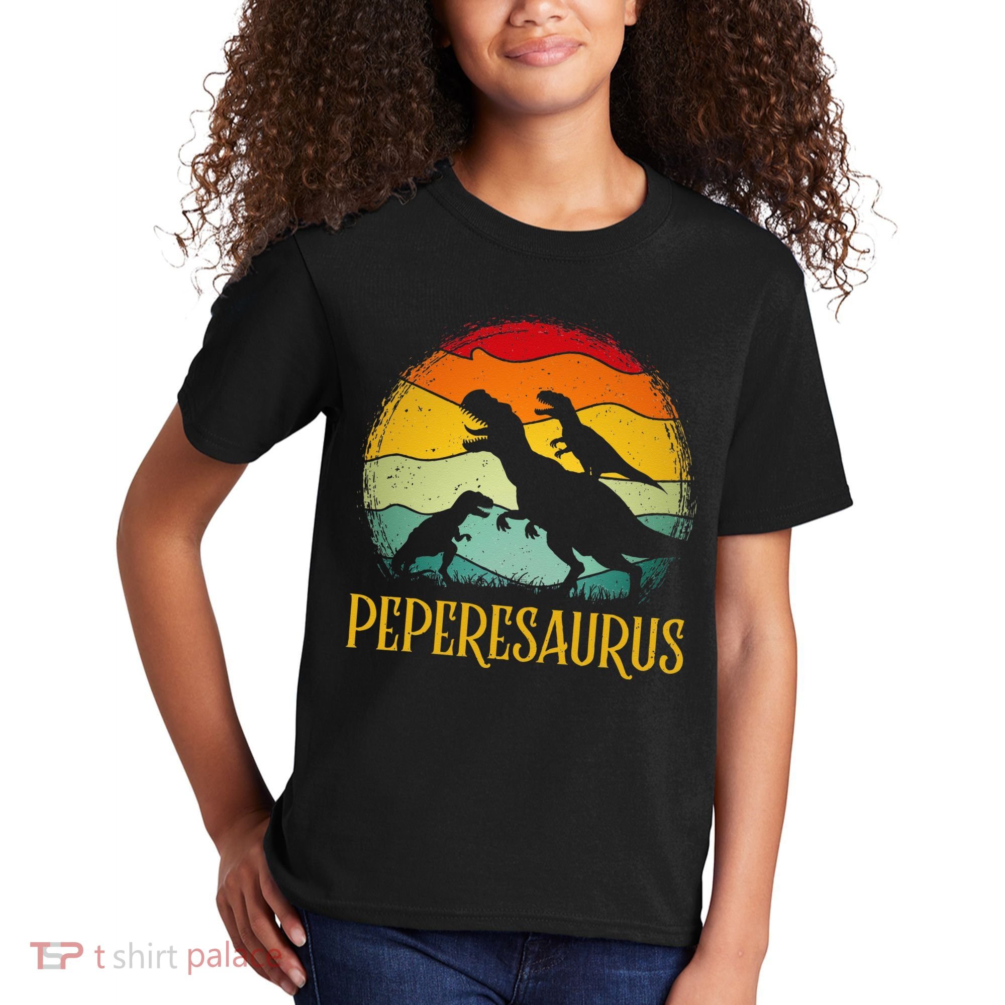 Peperesaurus T Rex Dinosaur Pepere Saurus Family Fathers Day Kids T-Shirt