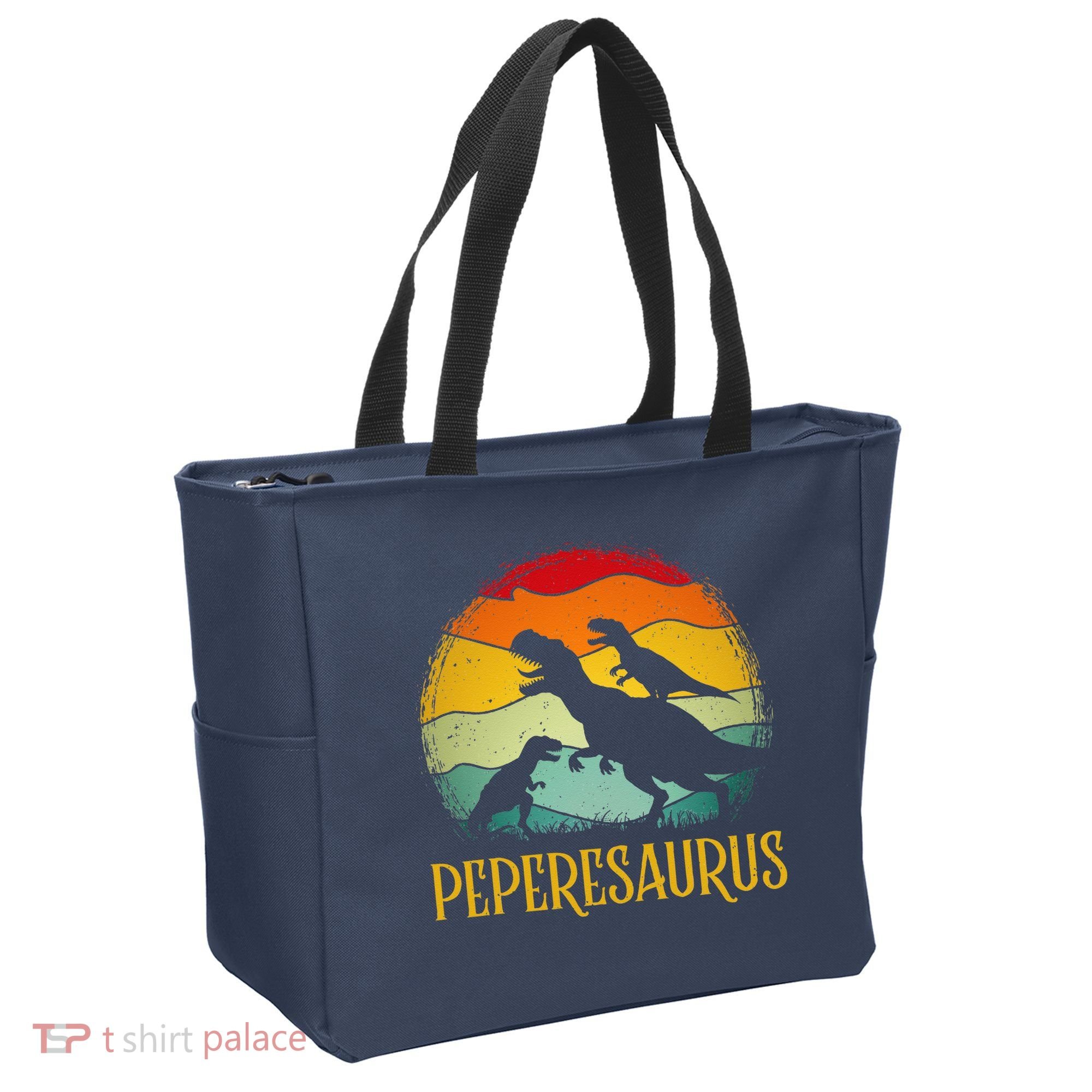 Peperesaurus T Rex Dinosaur Pepere Saurus Family Fathers Day Tote Bag