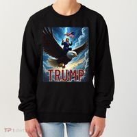 President Trump Riding An Eagle. Patriotic Political Women's Sweatshirt thumb 0