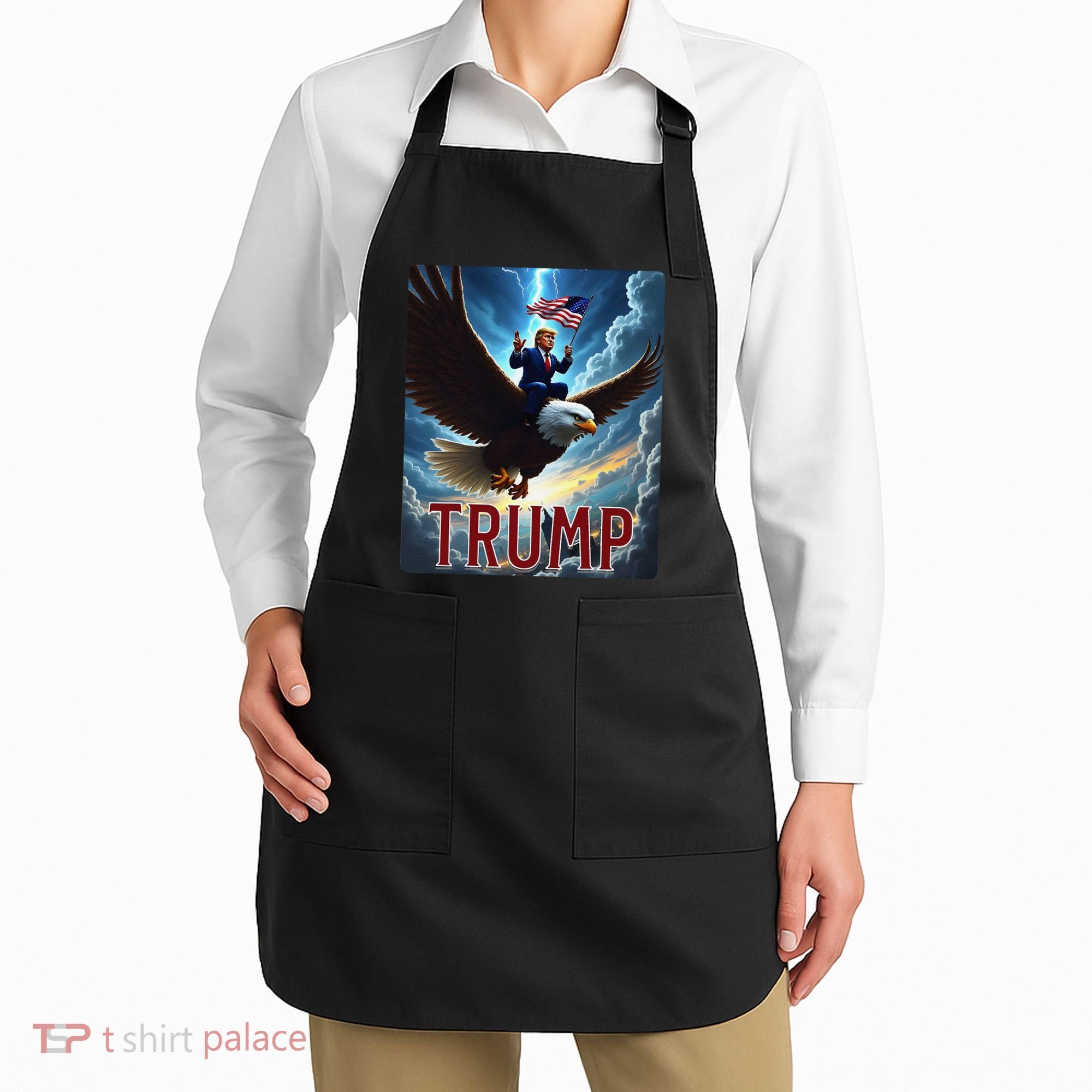 President Trump Riding An Eagle. Patriotic Political Apron