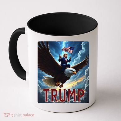President Trump Riding An Eagle. Patriotic Political Coffee Mug