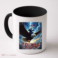 President Trump Riding An Eagle. Patriotic Political Coffee Mug thumb 0